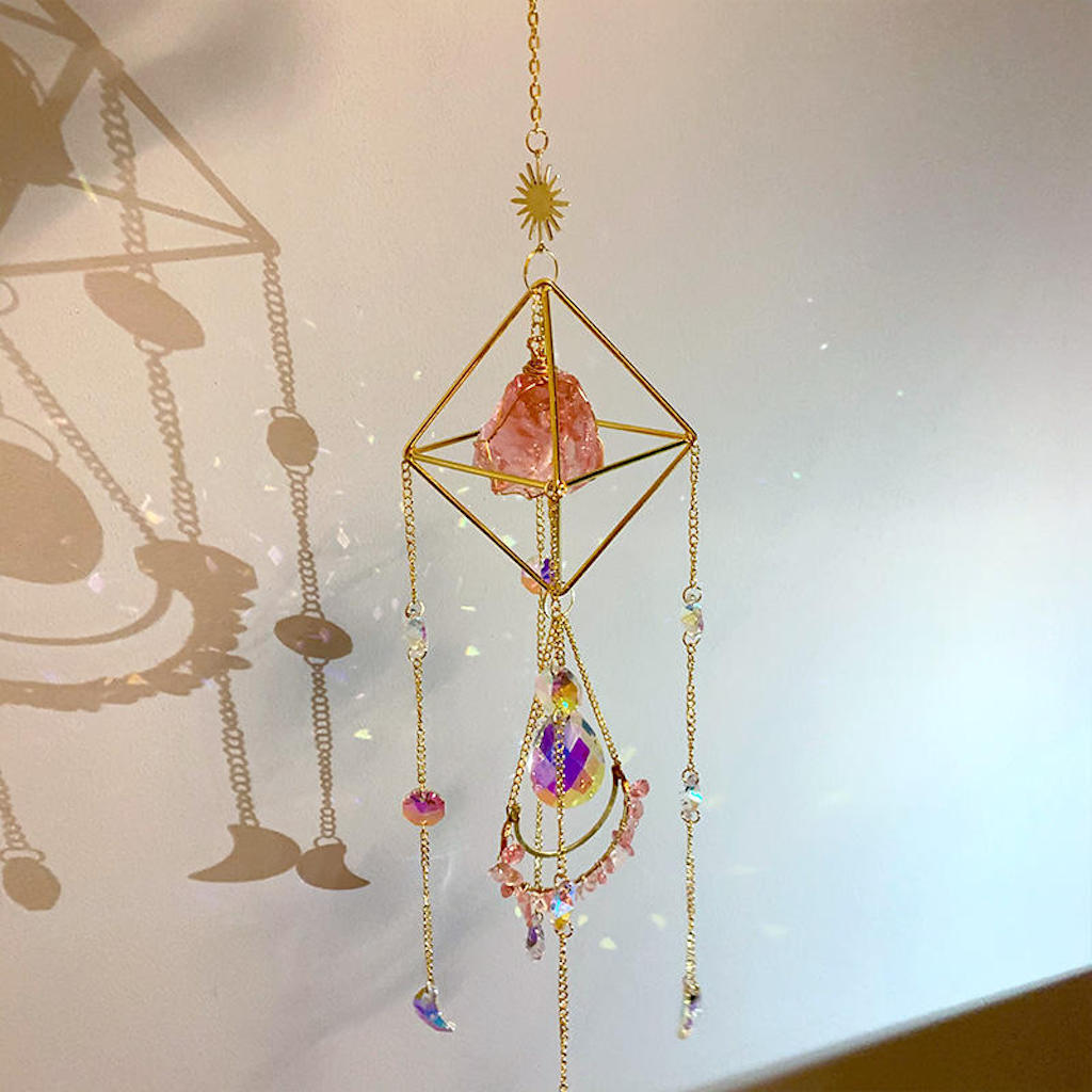 Raw Crystal Suncatcher (Red Melting)