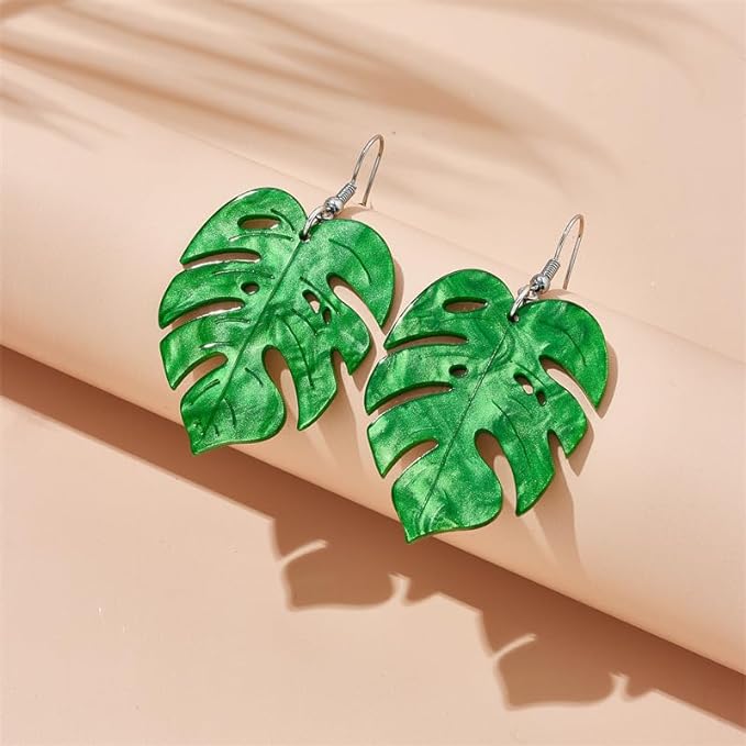 Monstera Leaf Earrings shiny