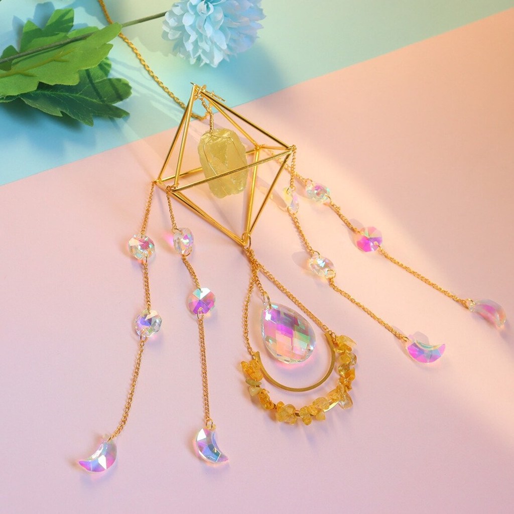 Raw Crystal Suncatcher (Citrine) on surface