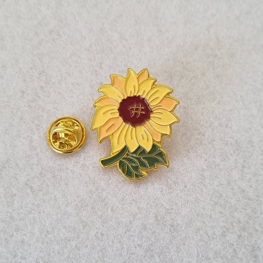 Sunflower Enamel Lapel Pin with butterfly clip