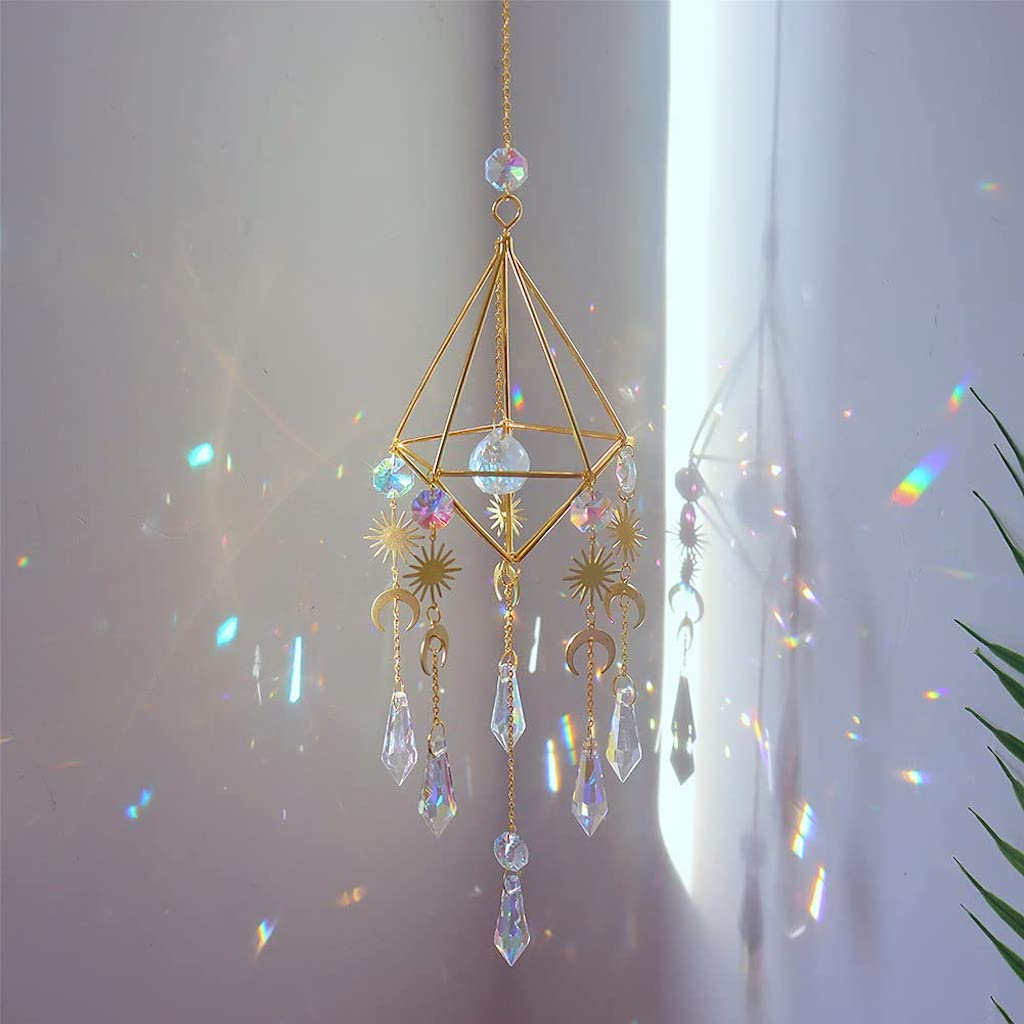 Glass Crystal Prism Suncatcher (B12) reflection in sunlight