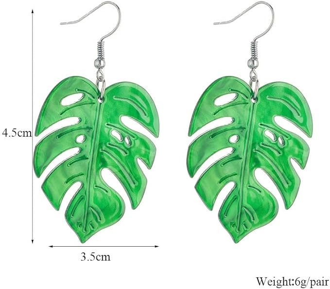 Monstera Leaf Earrings size and dimensions