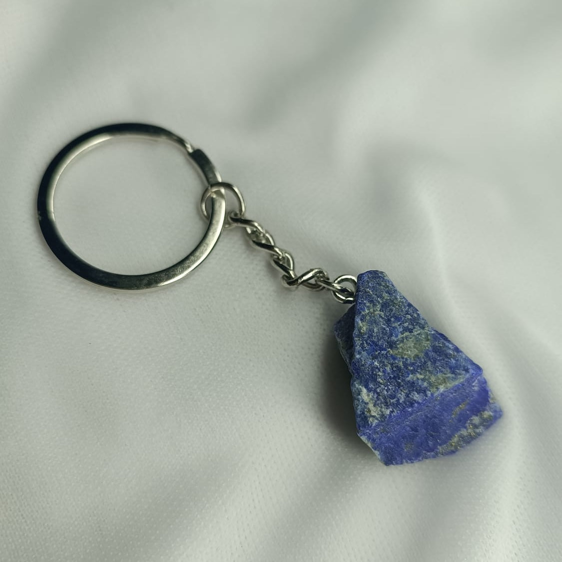 Raw Crystal Keychain (Lapis Lazuli) white background