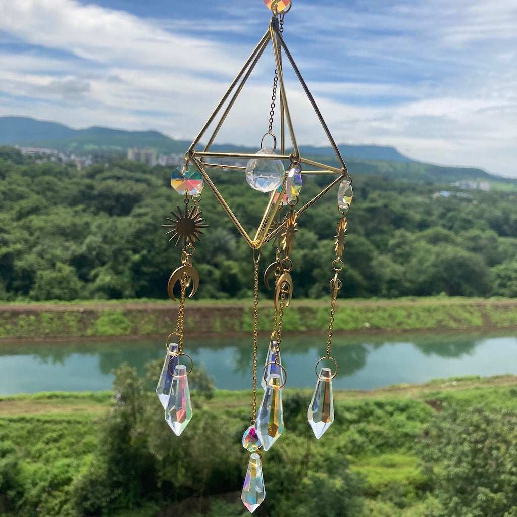 Glass Crystal Prism Suncatcher (B12) in balcony