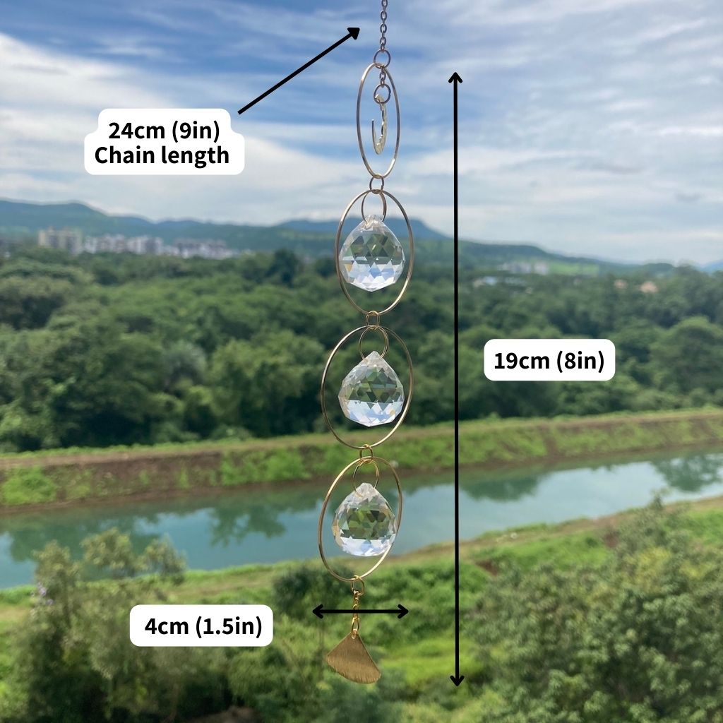 Glass Crystal Prism Suncatcher (B24) Dimensions Size