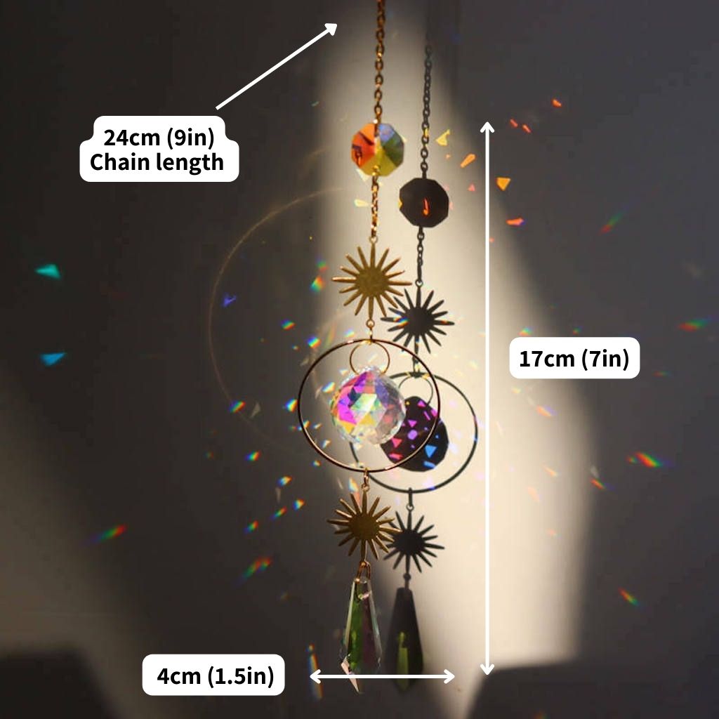 Glass Crystal Prism Suncatcher (B4) dimensions size