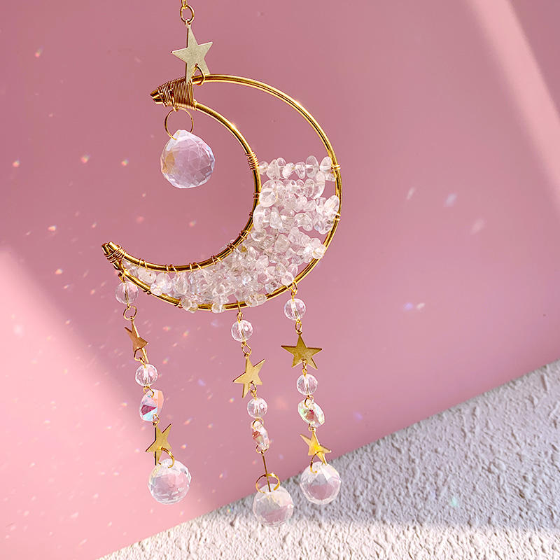 Quartz Moon Crescent Crystal Suncatcher Clear