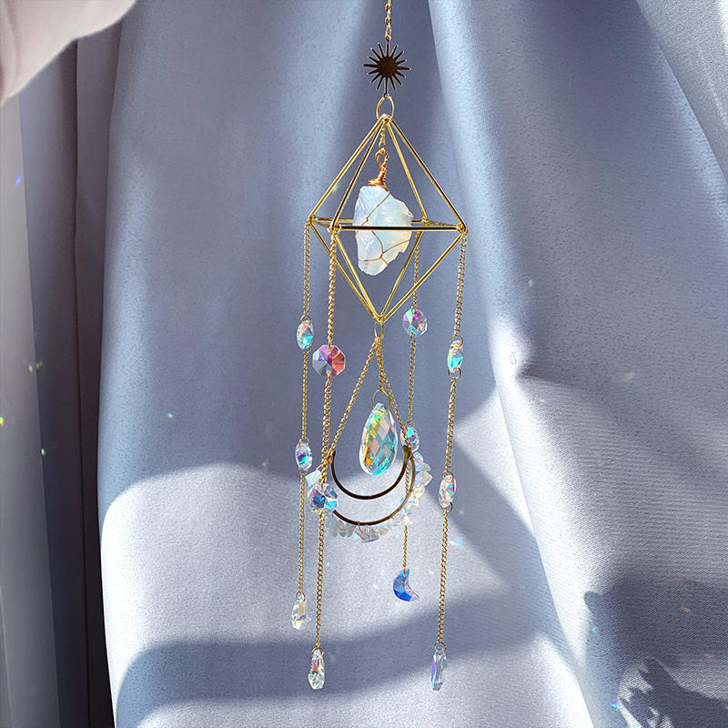Raw Crystal Suncatcher (Opalite) hanging