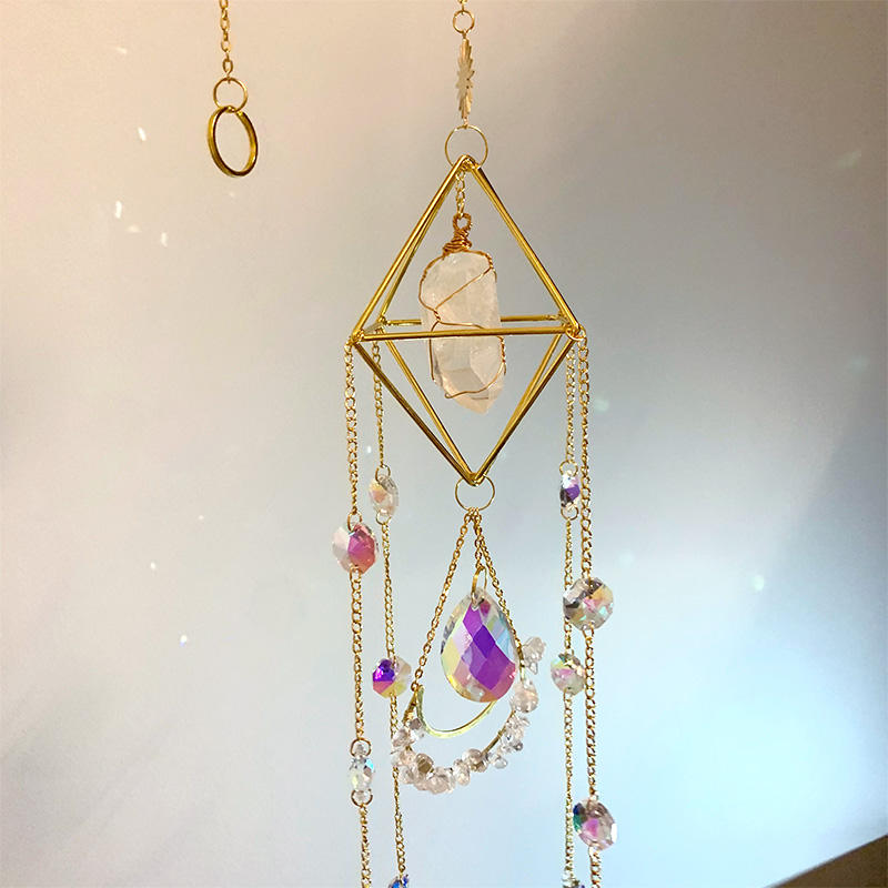 Raw Crystal Suncatcher (Clear Quartz) hanging