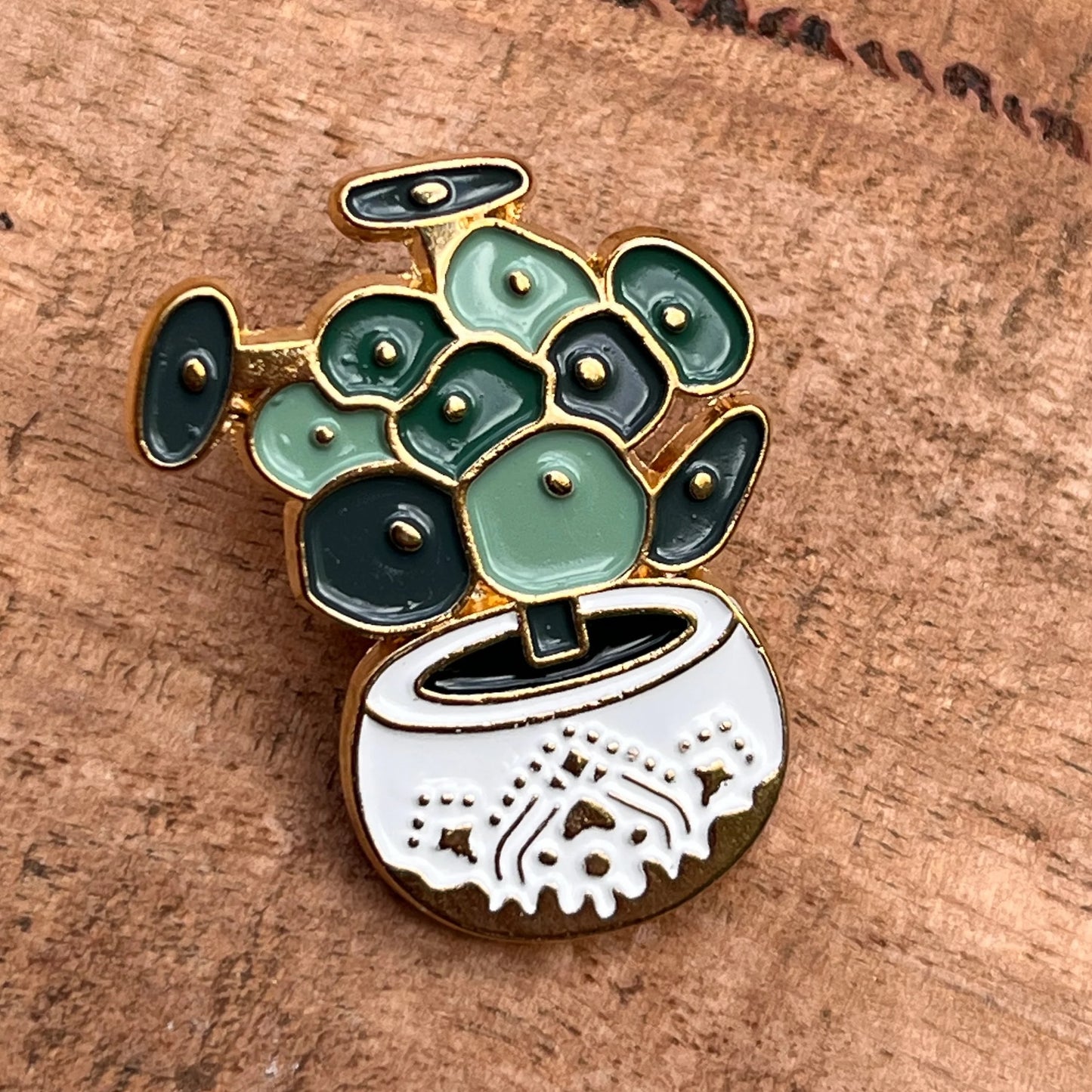 Chinese Money Plant (Pilea) Enamel Lapel Pin