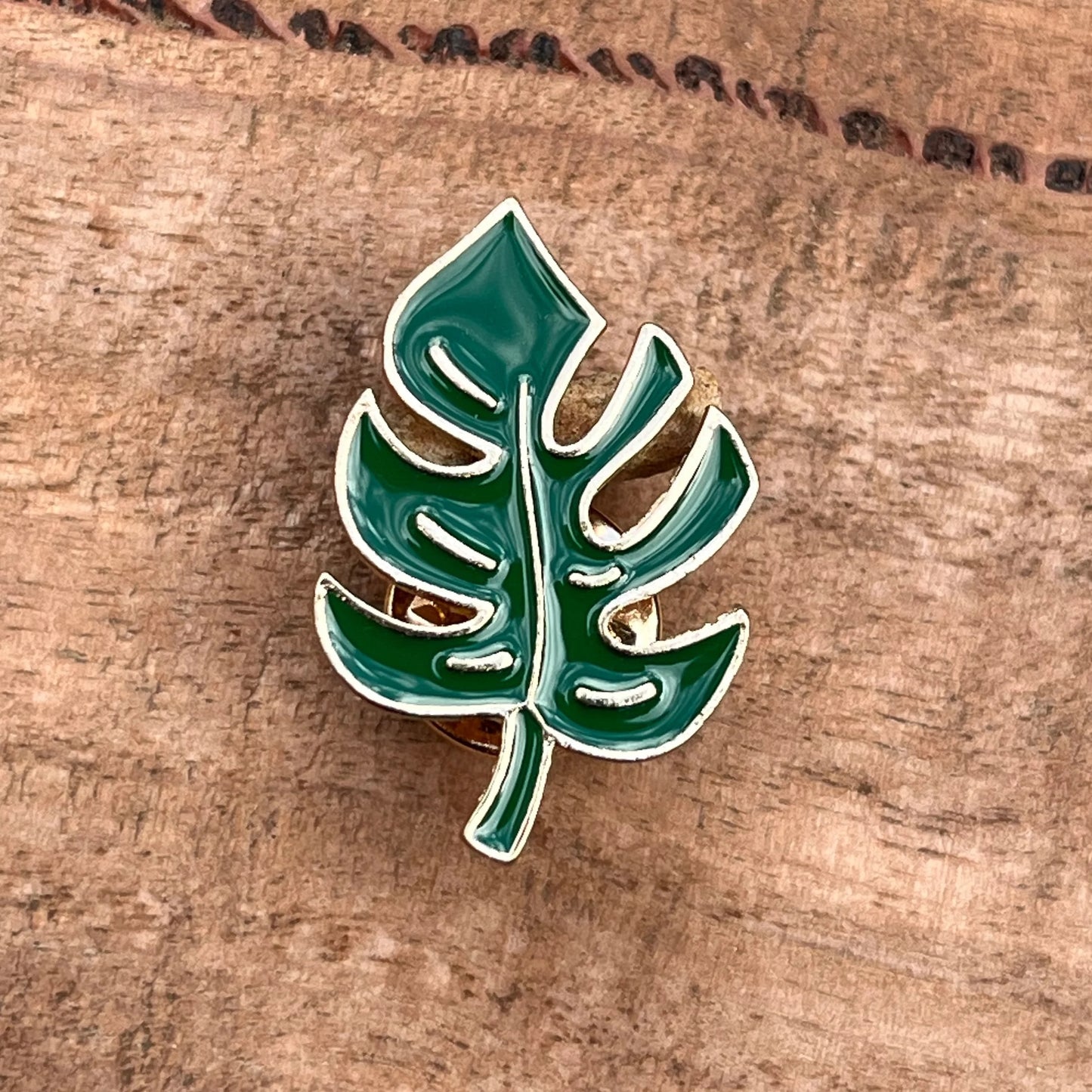 Monstera Leaf Enamel Lapel Pin close up