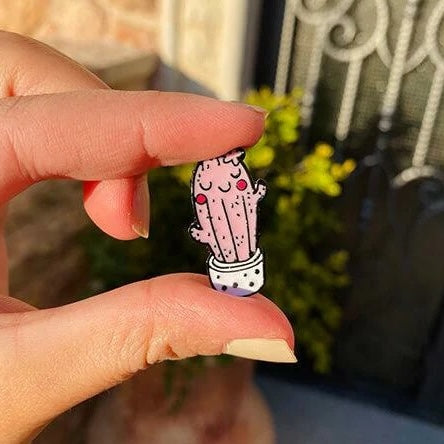 Pink Cactus Enamel Lapel Pin