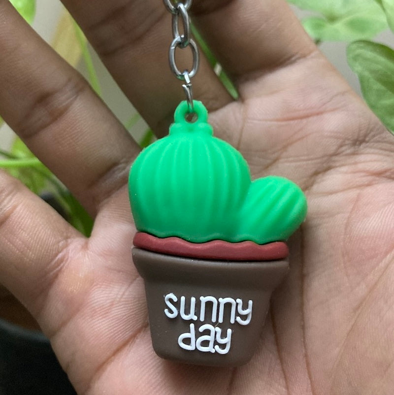 Cactus 3D Rubber Keychain in hand