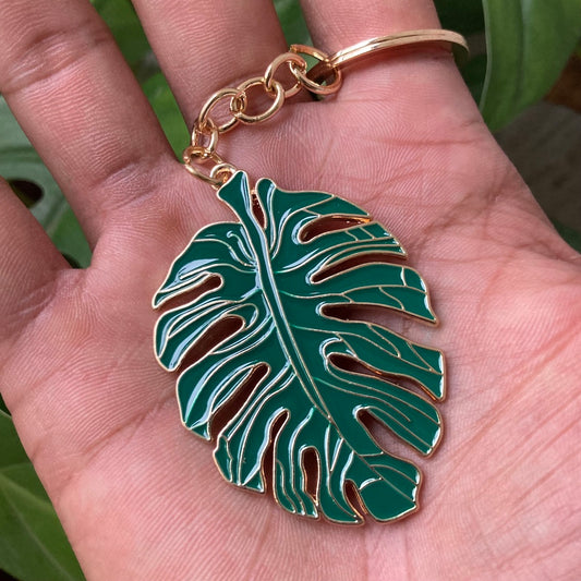 Monstera Leaf Enamel Keychain