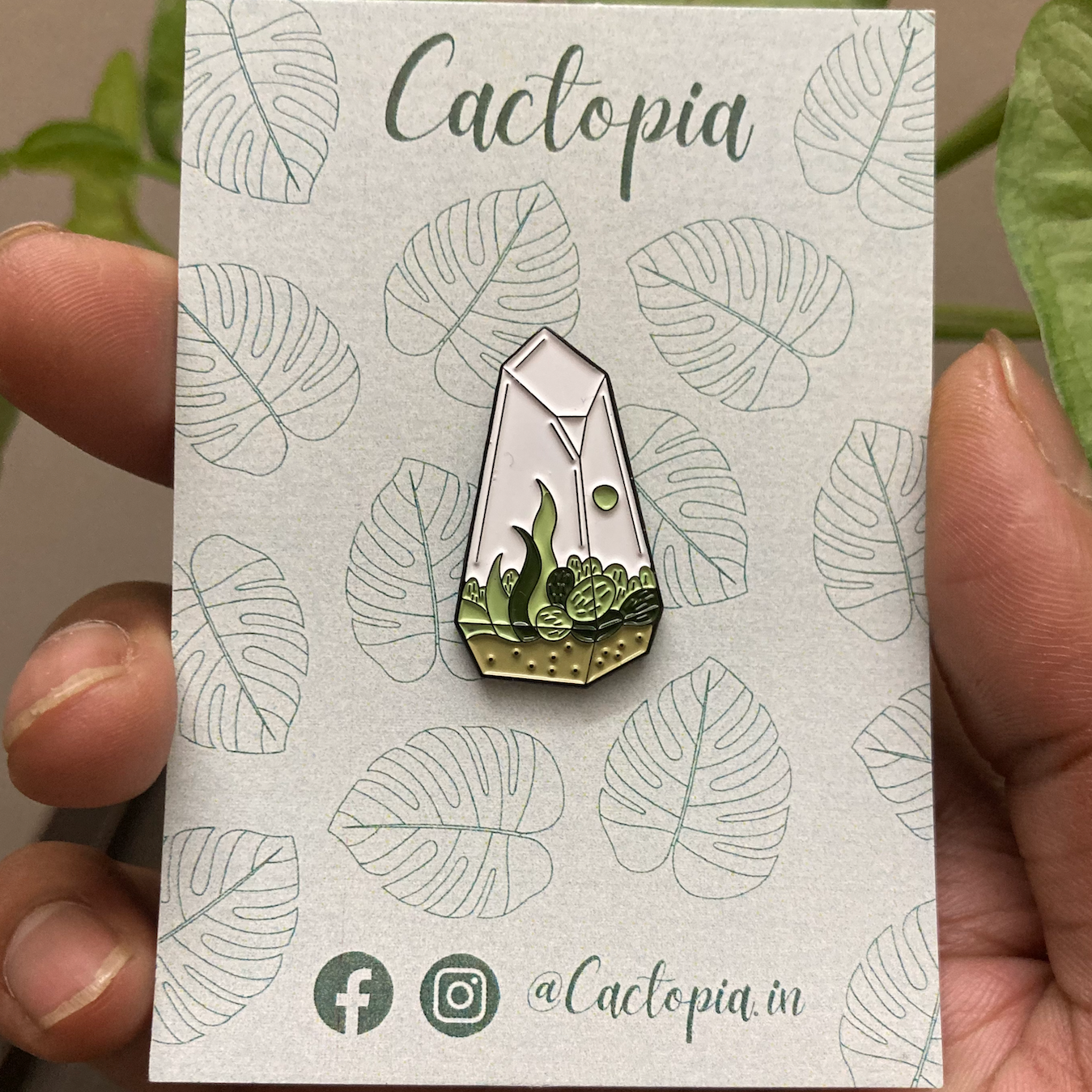 Quartz Terrarium Enamel Lapel Pin with display card