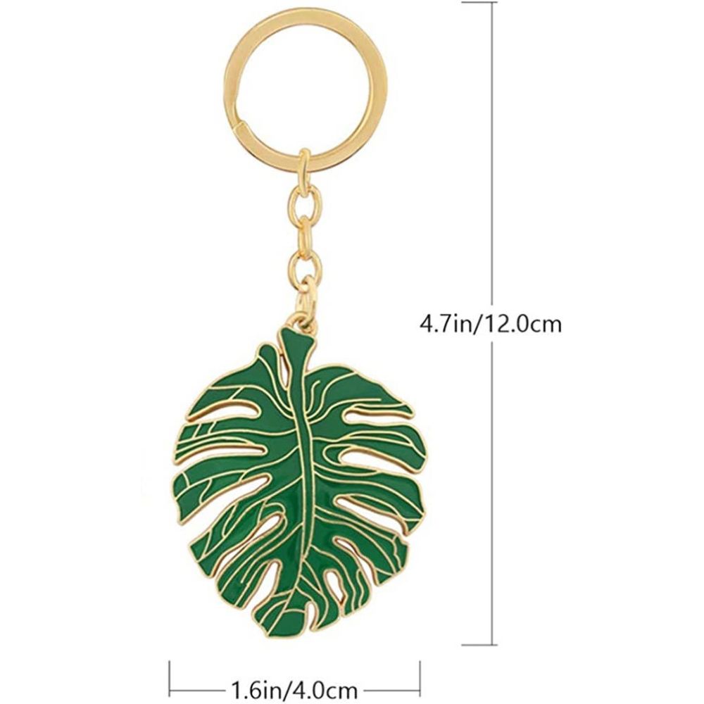 Monstera Leaf Enamel Keychain size and dimensions