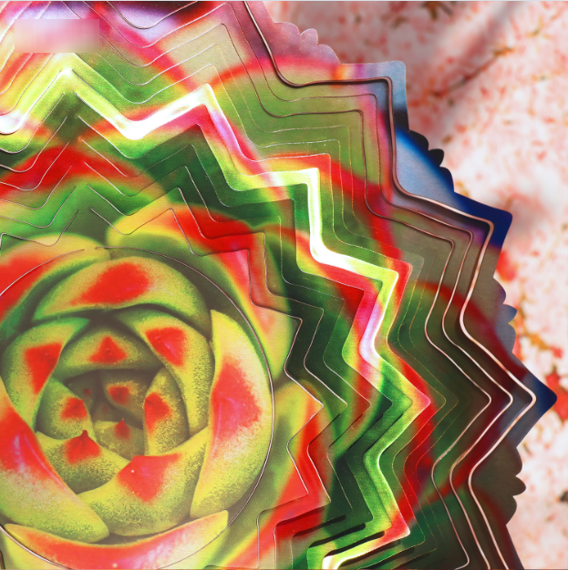 Kinetic Wind Spinner 3D Illusion Art (Succulent)