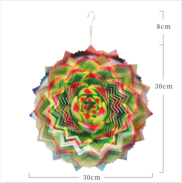 Kinetic Wind Spinner 3D Illusion Art (Succulent)