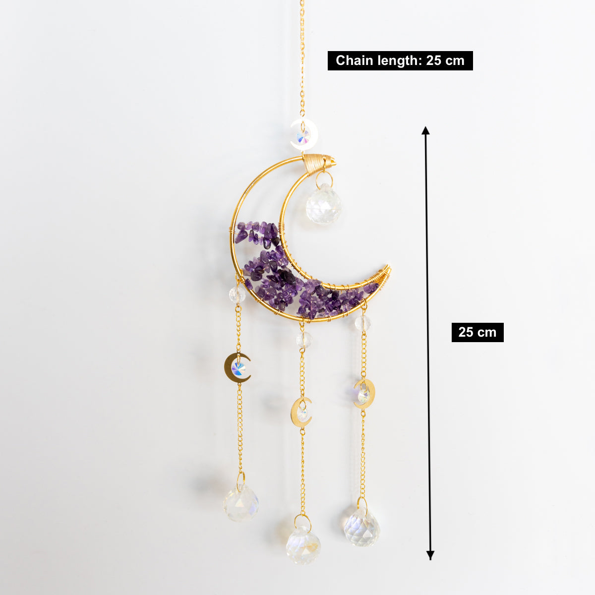 Quartz Moon Crescent Crystal Suncatcher dimensions size
