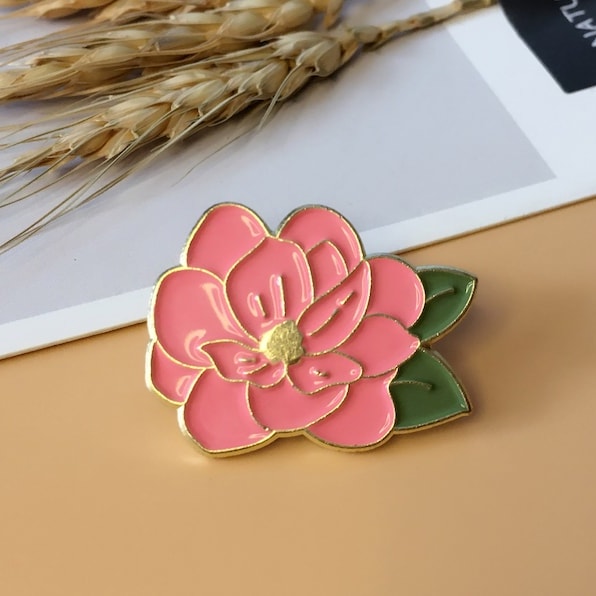 Pink Magnolia Enamel Lapel Pin