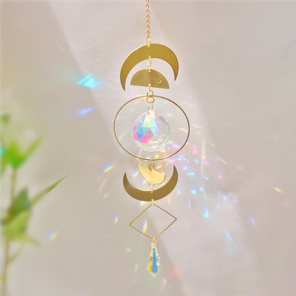 Glass Crystal Prism Suncatcher (B14) reflection in sunlight