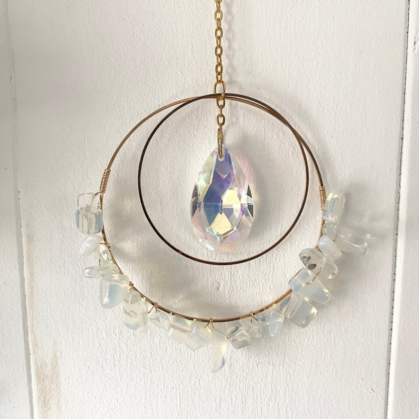 Opalite hanging crystal quartz suncatcher