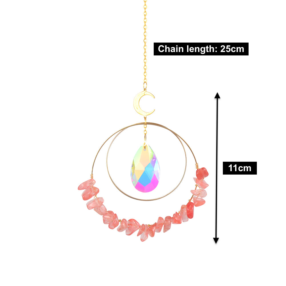 Red Melting Hanging quartz crystal suncatcher dimensions size
