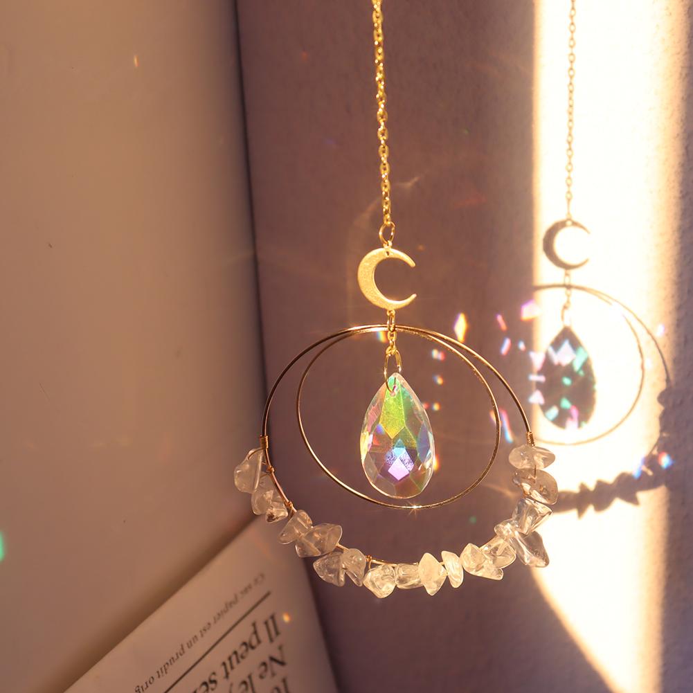 Round Crystal Chips Suncatcher (Clear) in sunlight