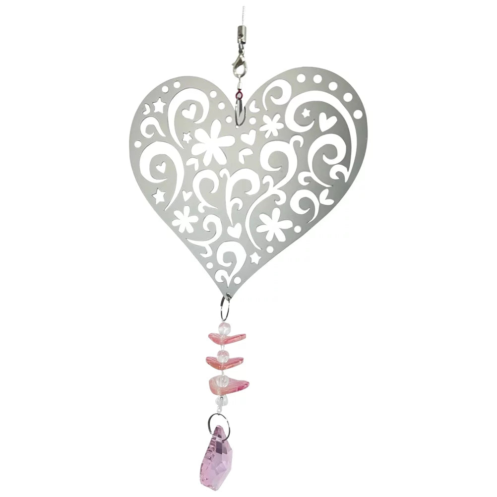 Shiny Heart Wind Chime Exquisite Pendant Hanging Decor