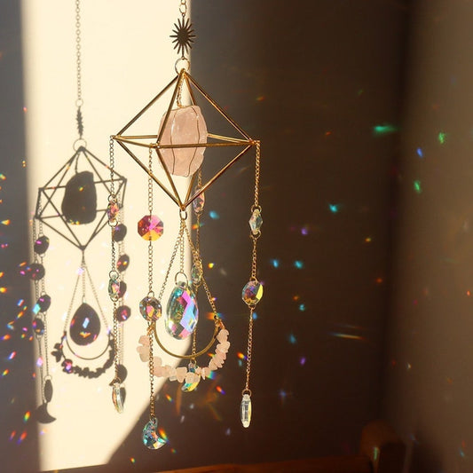 Raw Crystal Suncatcher (Rose Quartz)