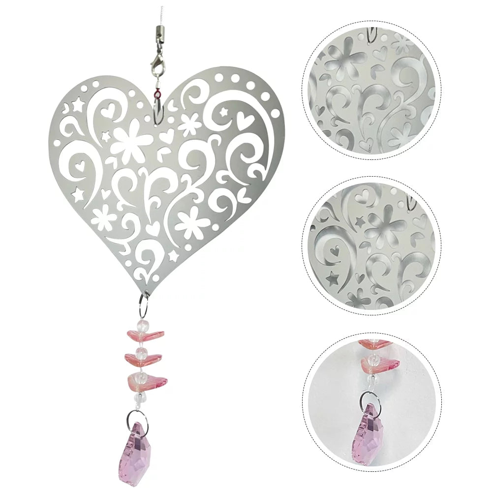 Shiny Heart Wind Chime Exquisite Pendant Hanging Decor parts