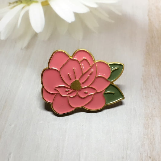 Pink Magnolia Enamel Lapel Pin