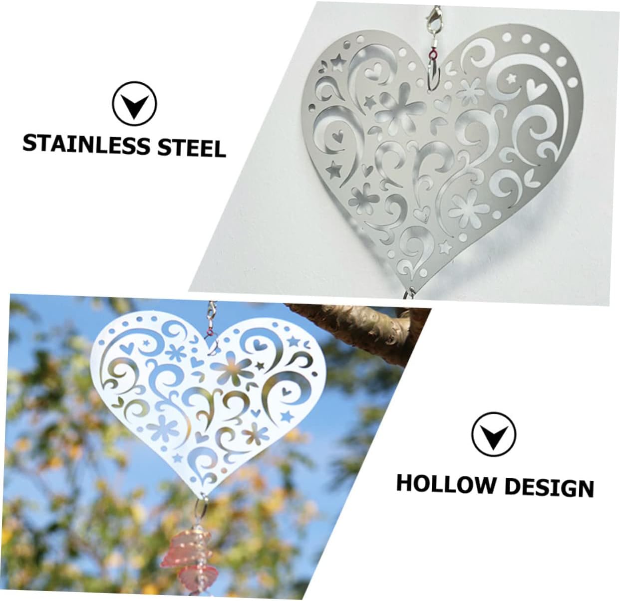 Shiny Heart Wind Chime Exquisite Pendant Hanging Decor material