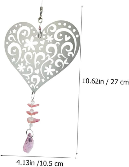 Shiny Heart Wind Chime Exquisite Pendant Hanging Decor size