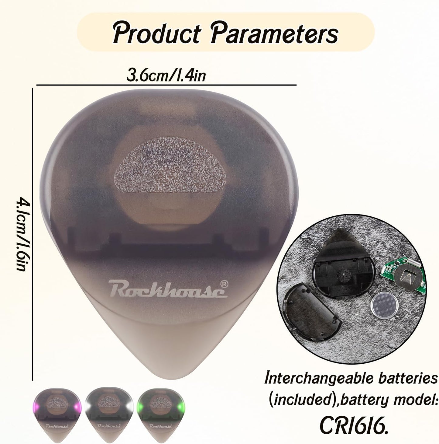 Rockhouse LED Lighting Pick size and dimensions