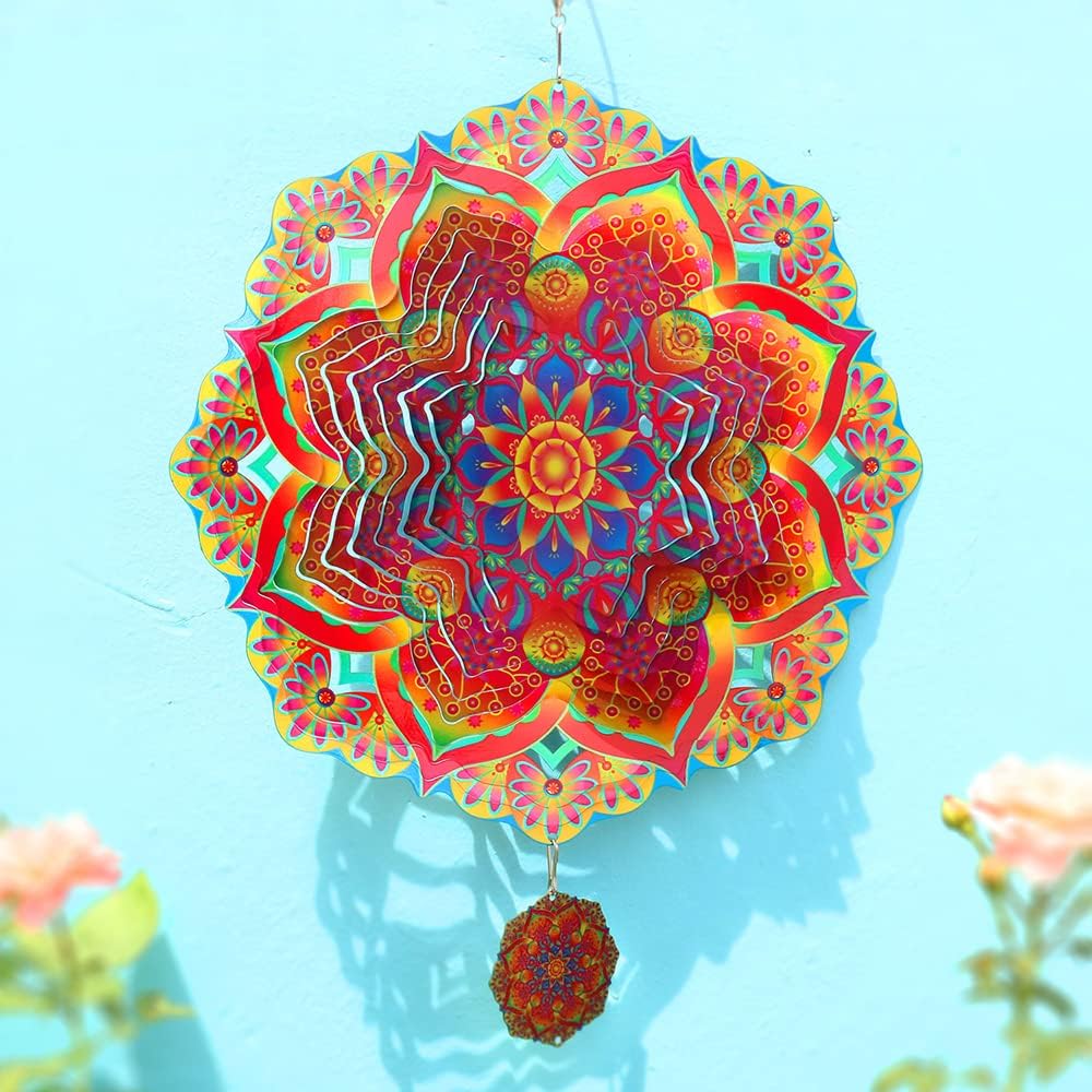 Kinetic Wind Spinner 3D Illusion Art (Mandala Hibiscus)