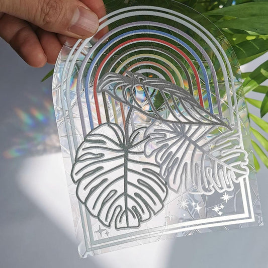 Suncatcher Sticker SC063 'Monstera' Window Decal in sunlight