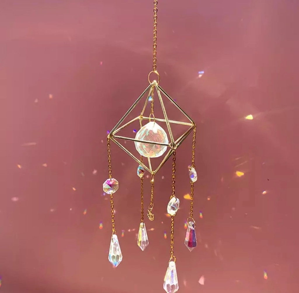 Glass Crystal Prism Suncatcher (B6) reflection