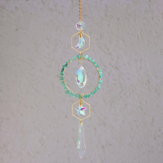 Crystal Suncatcher with Aventurine Chips