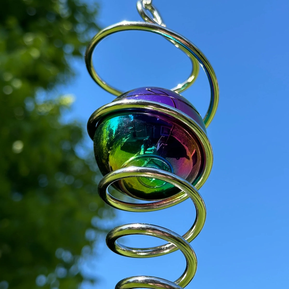 Spiral Gazing Ball Spinner close up
