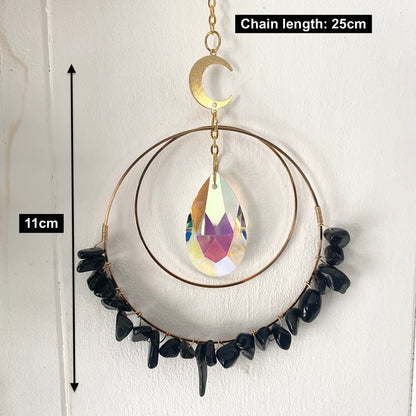 Hanging obsidian quartz crystal suncatcher dimensions