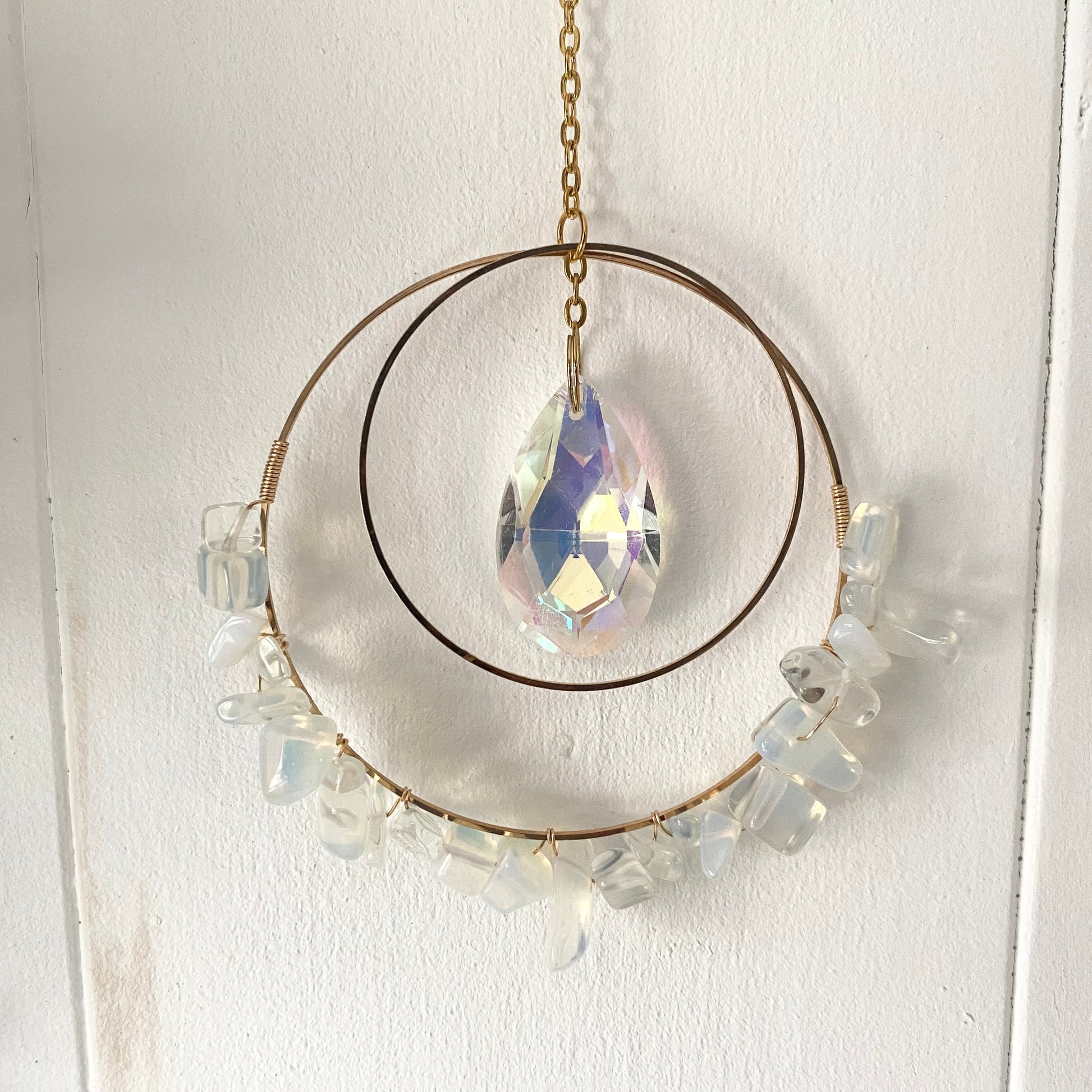 Opalite hanging crystal quartz suncatcher 