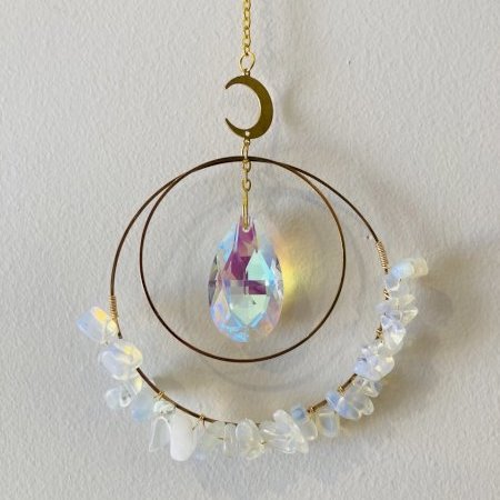 Opalite hanging crystal quartz suncatcher